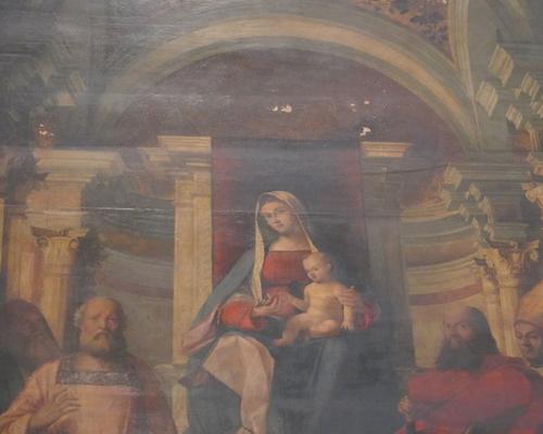 Madonna col Bambino fra i Santi, dipinto su tavola di Giovanni Buonconsiglio slide