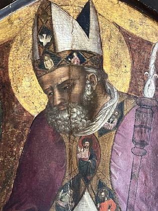 Lorenzo di Bicci (attr.), "Santo Vescovo in trono e donatori", secc. XIV-XV slide