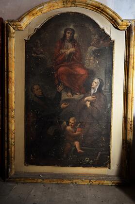 Tela raffigurante i Santi Giovanni Battista, Antonio Abate e Agostino. slide