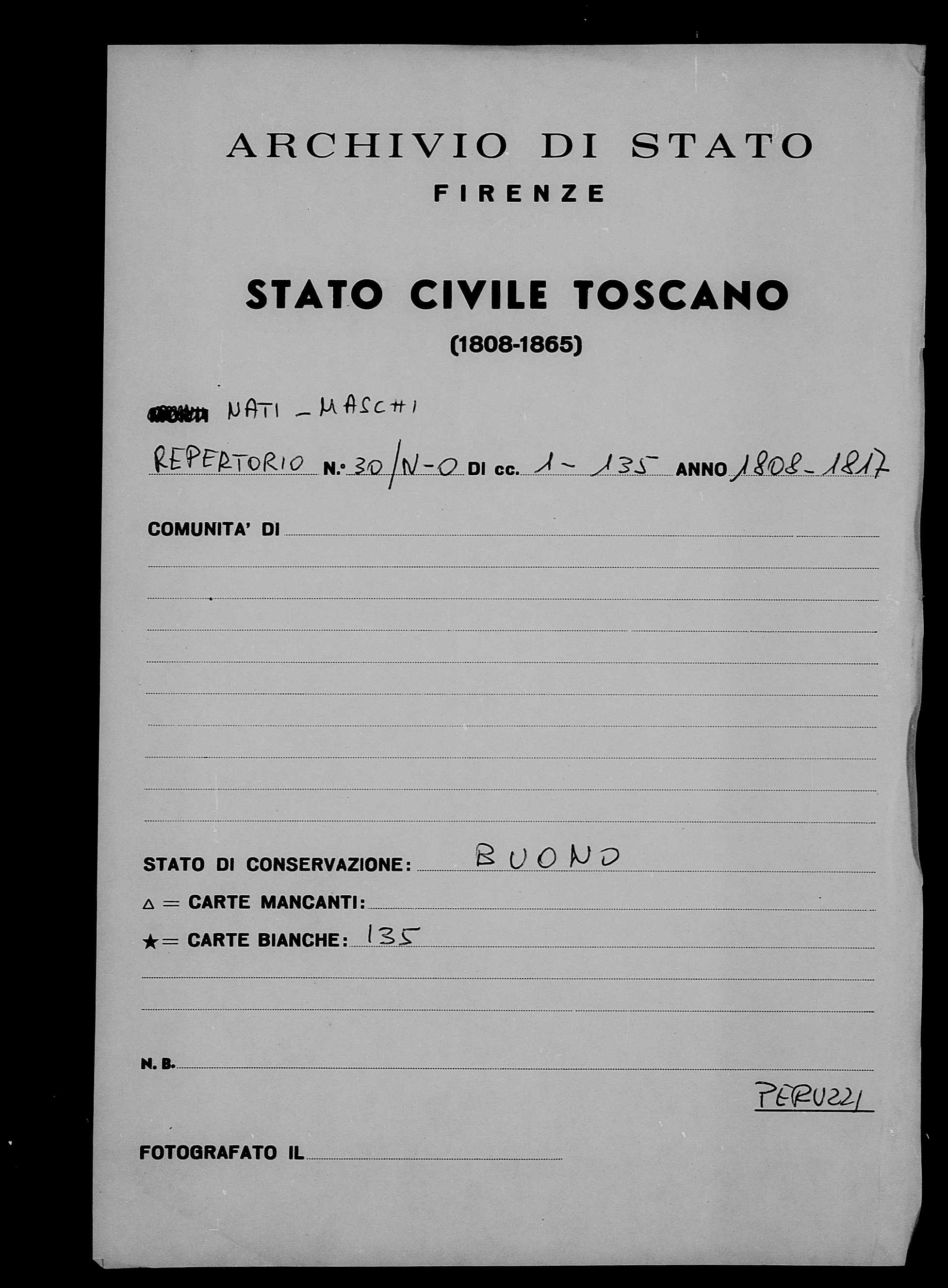 Immagini di Scansione dei microfilm dei Repertori dello Stato civile di Toscana e del Distretto militare di Firenze 