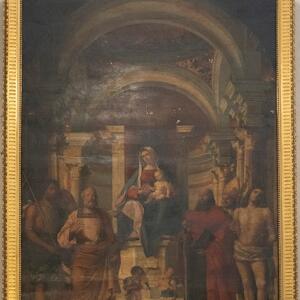 Madonna col Bambino fra i Santi, dipinto su tavola di Giovanni Buonconsiglio